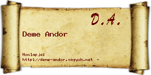 Deme Andor névjegykártya